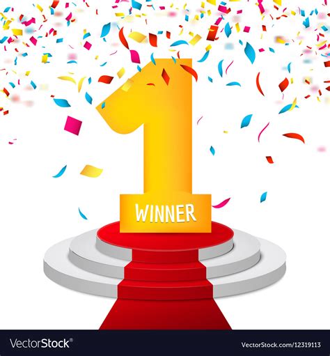 Winner Number One Confetti Background Prize Award Vector Image