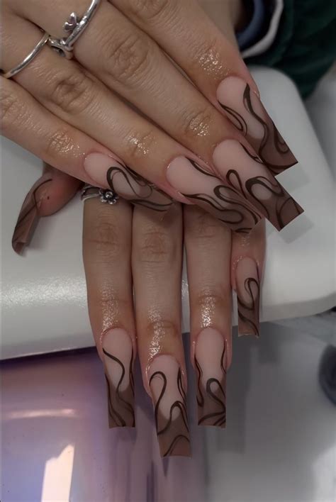 Beige Brown Nude Acrylic Nails Inspo Stijlvolle Nagels Nagels