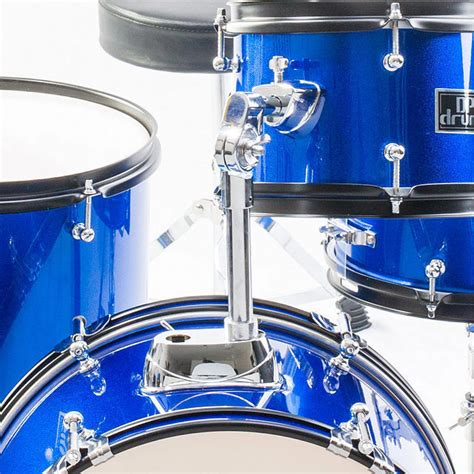 4 Piece Junior Drum Kit Blue Complete Kids Set Cymbals Stool Sticks Dp