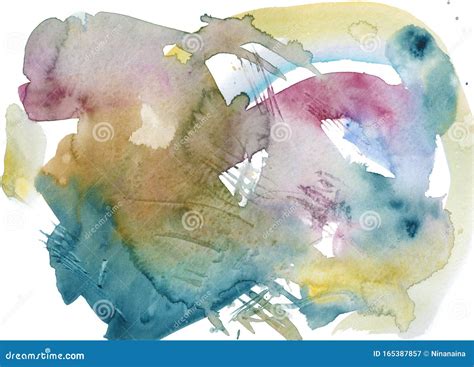 Expressive Multicolor Watercolor Blotch Isolated On A White Background