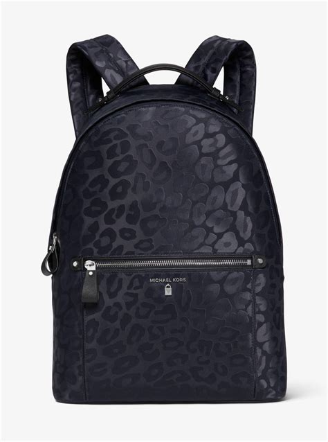 Michael Kors Synthetic Kelsey Large Leopard Nylon Backpack In Blue Lyst