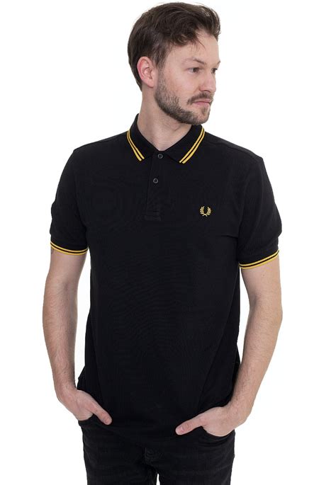 Fred Perry Slim Fit Twin Tipped Blacknew Yellow Polo Impericon Us