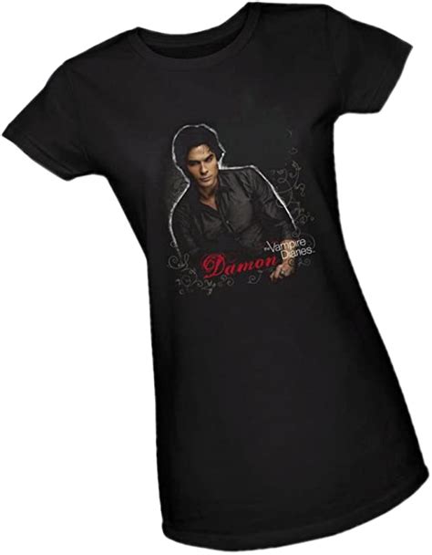 Damon The Vampire Diaries Crop Sleeve Fitted Juniors T