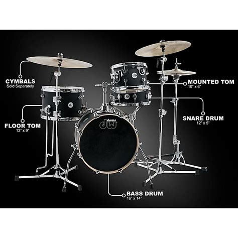 Dw Design Series Mini Pro 4 Piece Shell Pack With 16 Bass Drum Satin