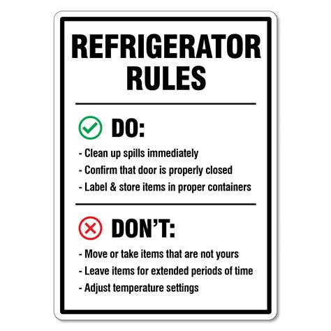 Keep Refrigerator Clean Signs Printable