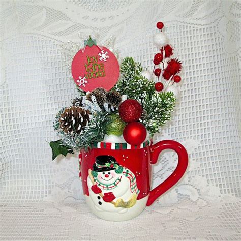 Christmas Floral Arrangement In A Coffee By Alwaysinbloomfloral
