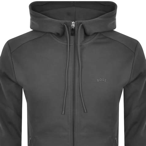 Boss Saggy Curved Full Zip Hoodie Grey Mainline Menswear