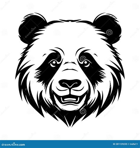 Cute Panda Bear Head Black Outline Art Wild Animal Mascot Vector