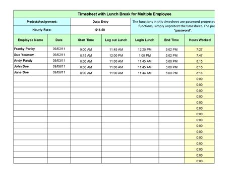 Employee Lunch Schedule Template Printable Schedule Template