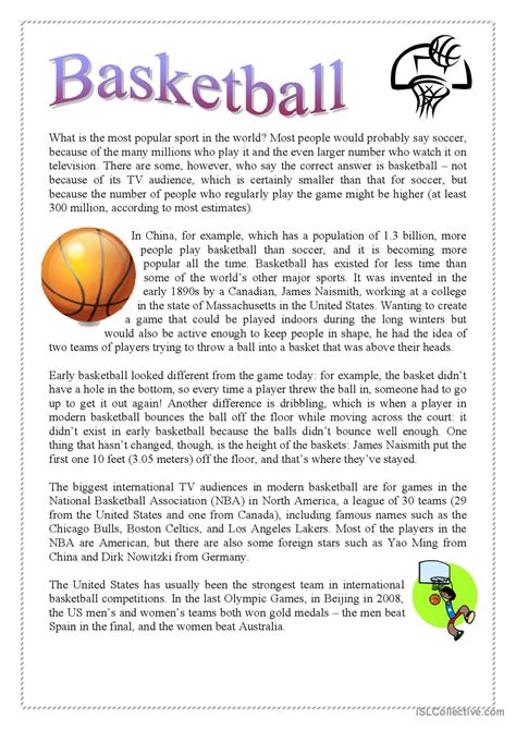Basketball English Esl Worksheets Pdf And Doc