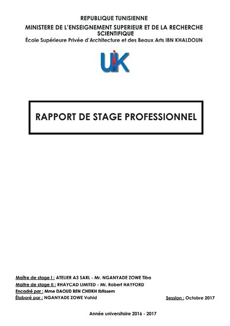 Rapport De Stage Professionnel By Vahid Zowe Issuu