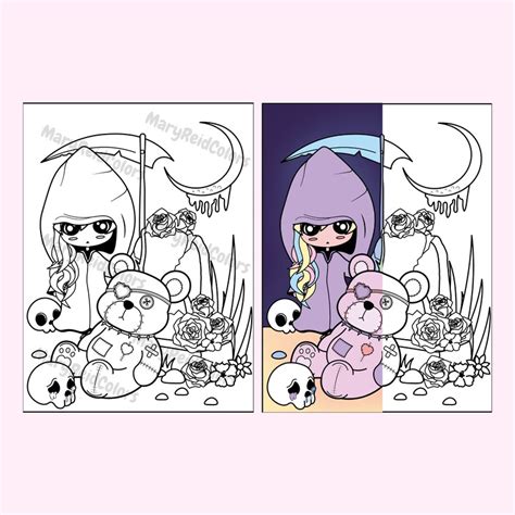 Creepy Kawaii Coloring Pages Pastel Goth Coloring Pages Etsy Finland