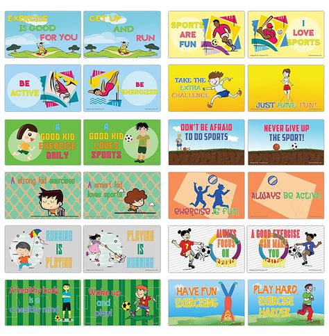 Creanoso Inspiring Sayings Flashcards For Kids Sports And Exercise