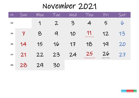 Editable November Calendar 2021 Calendar Printables Free Templates
