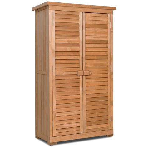 Goplus Outdoor Storage Shed Wooden Shutter Design Fir Wood Lockers For