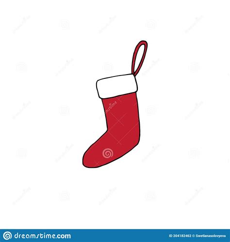 Vector Hand Drawn Doodle Colored Christmas Sock Stock Illustration