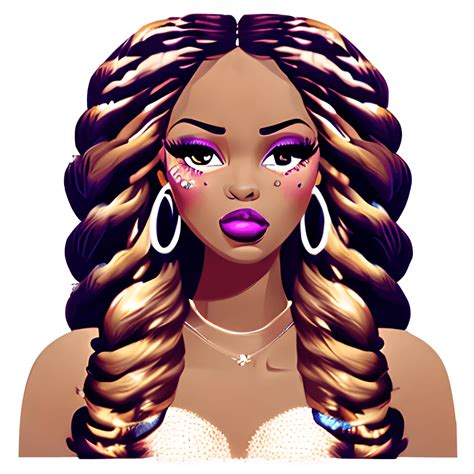 Stunning Cocoa Skin Rapper Female With Beautiful Makeup And Long Hair · Creative Fabrica