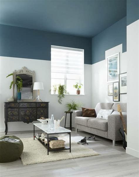 A white ceiling also offsets intense wall color: Beatyful | Living room paint, Ceiling paint colors, Half ...