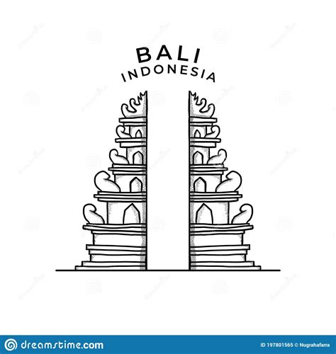 Temple Tourism Religious Herritage Icon Hand Drawn Vector Bali Island