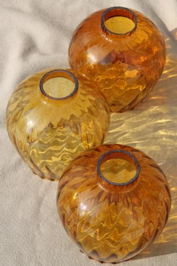 Vintage Hand Blown Art Glass Lamp Globes New Old Stock Lot Amber Glass Lamp Shades