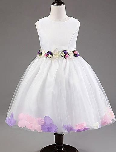 a line princess tea length flower girl dress satin tulle sleeveless scoop with 2761069