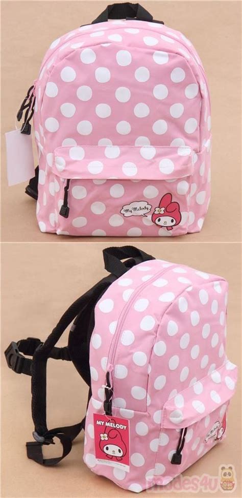 Pink My Melody White Dot Childrens Backpack School Bag Pink School
