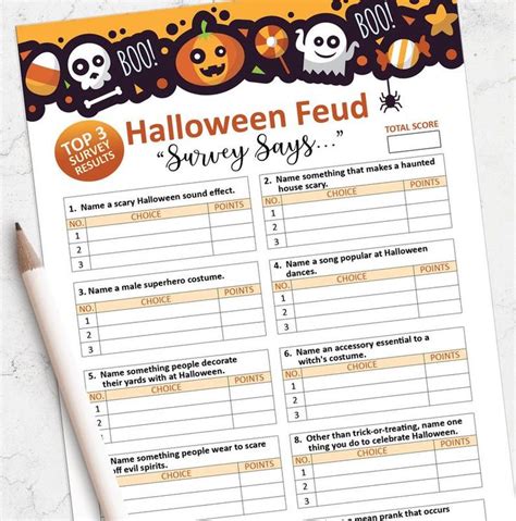 Simply email the printable to your friends and prepare an awesome gift for the winner. Halloween Family Feud Halloween game Printable Halloween ...