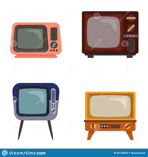 Set Of Different Retro Televisions Stock Illustration Illustration Of