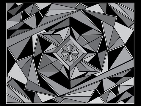 No Escape Abstract Geometric Black White Gray Digital Art By