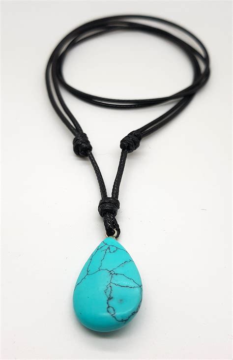 Turquoise Crystal Necklace By BARBARI Jewelry HANDMADE GIFT FOR HIM HER