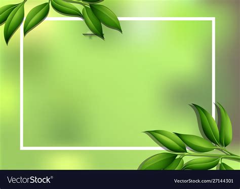 Border Template With Green Leaves Royalty Free Vector Image