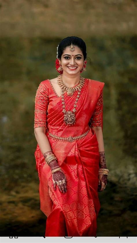 Red South Indian Sarees For Brides Bridal Sarees South Indian Wedding Blouse Designs Wedding