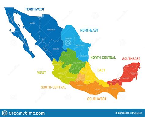 Mexico Map Of States Stock Vector Illustration Of Boundary 202204906