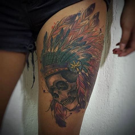 Sometimes also combined with some native american symbols like shields, beads, as well as bird feathers, the cow skull becomes more like the symbol of the buffalo skull, which is considered the source of ritual, as well as otherworldly power. Native Skull Tattoo | Best Tattoo Ideas Gallery
