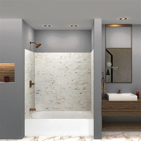 Transolid Saramar Biscotti Marble Solid Surface Bathtub Wall Surround