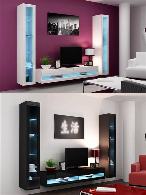 15 Collection Of Black Gloss Tv Wall Unit