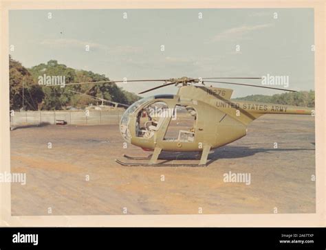 Hughes Oh 6 Cayuse Loach Helicopter At A Military Installation In