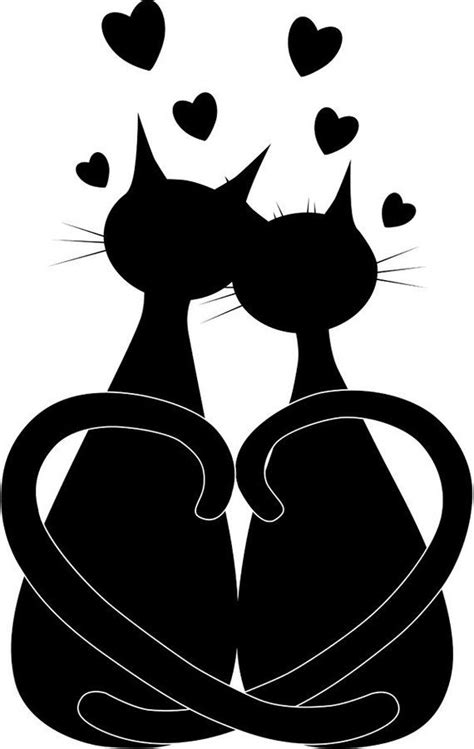Cat Clipart Love Clipart Black Cat Clipart Vector Cat Digital Painted Cat Black Cat