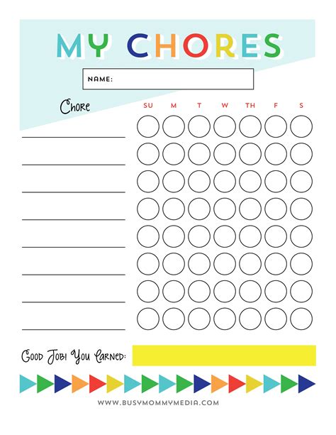 Chores Chart Printable Instant Download Kids Chores Chart Adults Chore