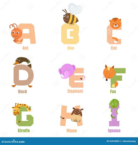 Zoo Alphabet Animal Alphabet Letters From A To Z Cartoon Cute