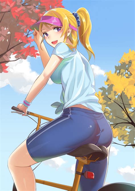 Wallpaper Illustration Long Hair Anime Girls Ass Bicycle Shorts