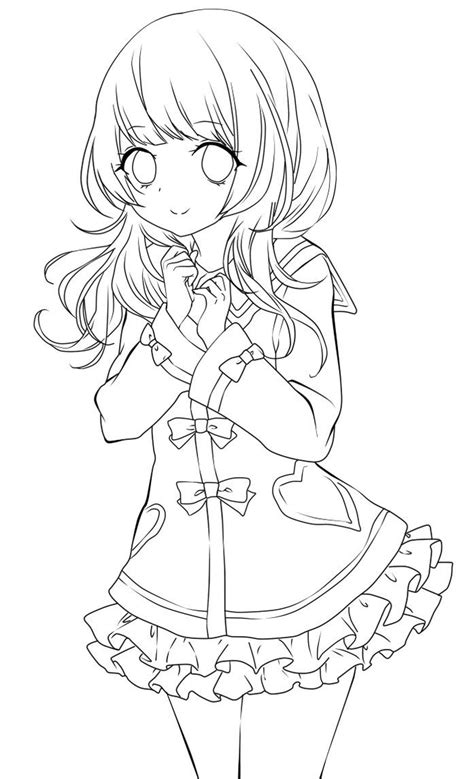 Cute Anime Girl Lineart By Chifuyu San On Deviantart Anime Lineart