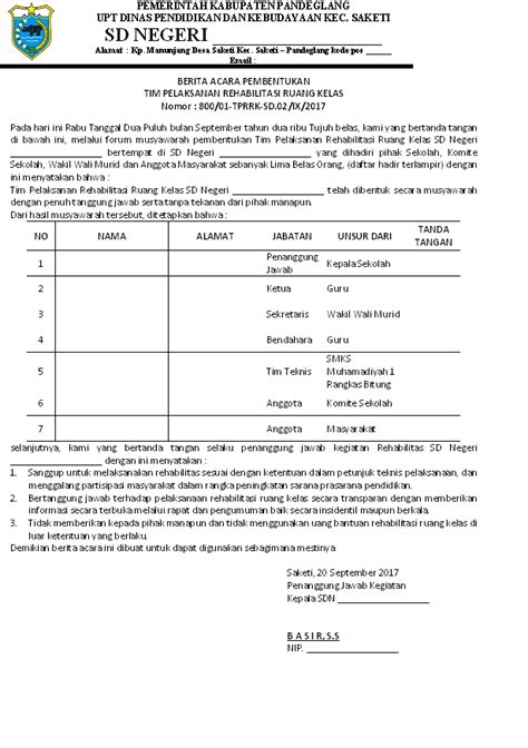 Contoh Berita Acara Pembentukan Tim Bos Sekolah Ba Pembtkan Tim Bos Riset