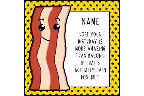 Bacon Birthday Card Funny Card Birthday Greetings Food Etsy Funny