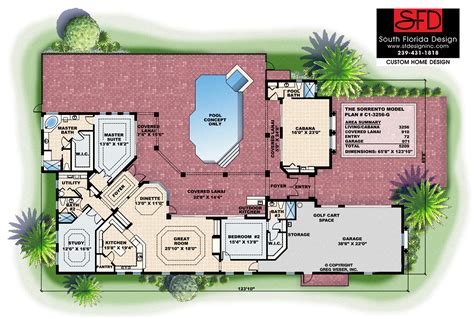 South Florida Design 1 Story Courtyard House Plan South Florida Design