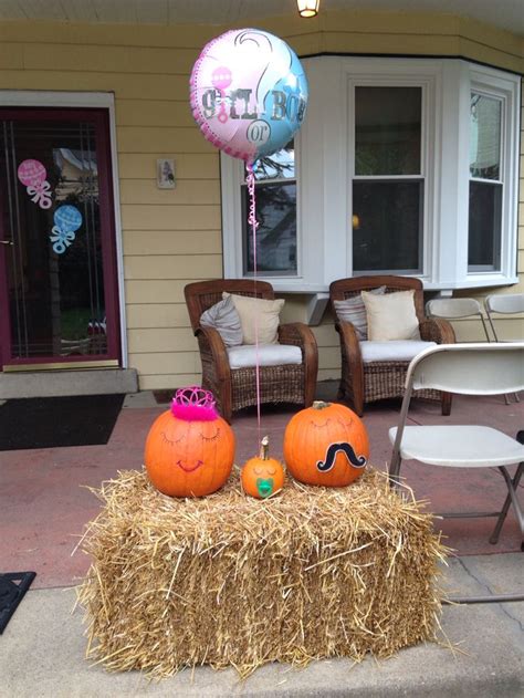 Fall Themed Gender Reveal Party Idea Easy To Make Decorated Pumpkins