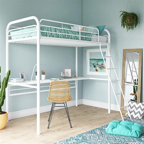 Dhp Shawn Twin Metal Loft Bed With Desk Off Whiteoff White