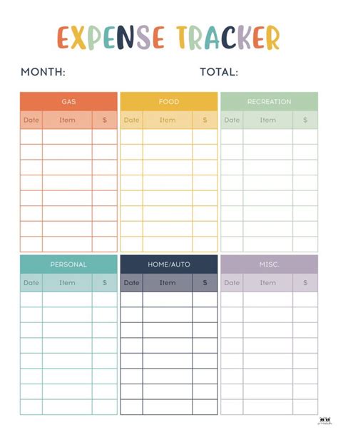 Printable Expense Tracker Page 16 Expense Tracker Spending Tracker