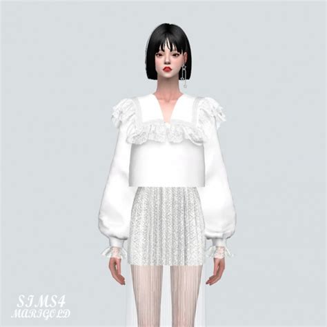 Sims4 Marigold Lovely Frill Lace Blouse • Sims 4 Downloads