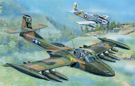 Wallpaper Art A 1 Skyraider Vietnam War A 37 Dragonfly Images For